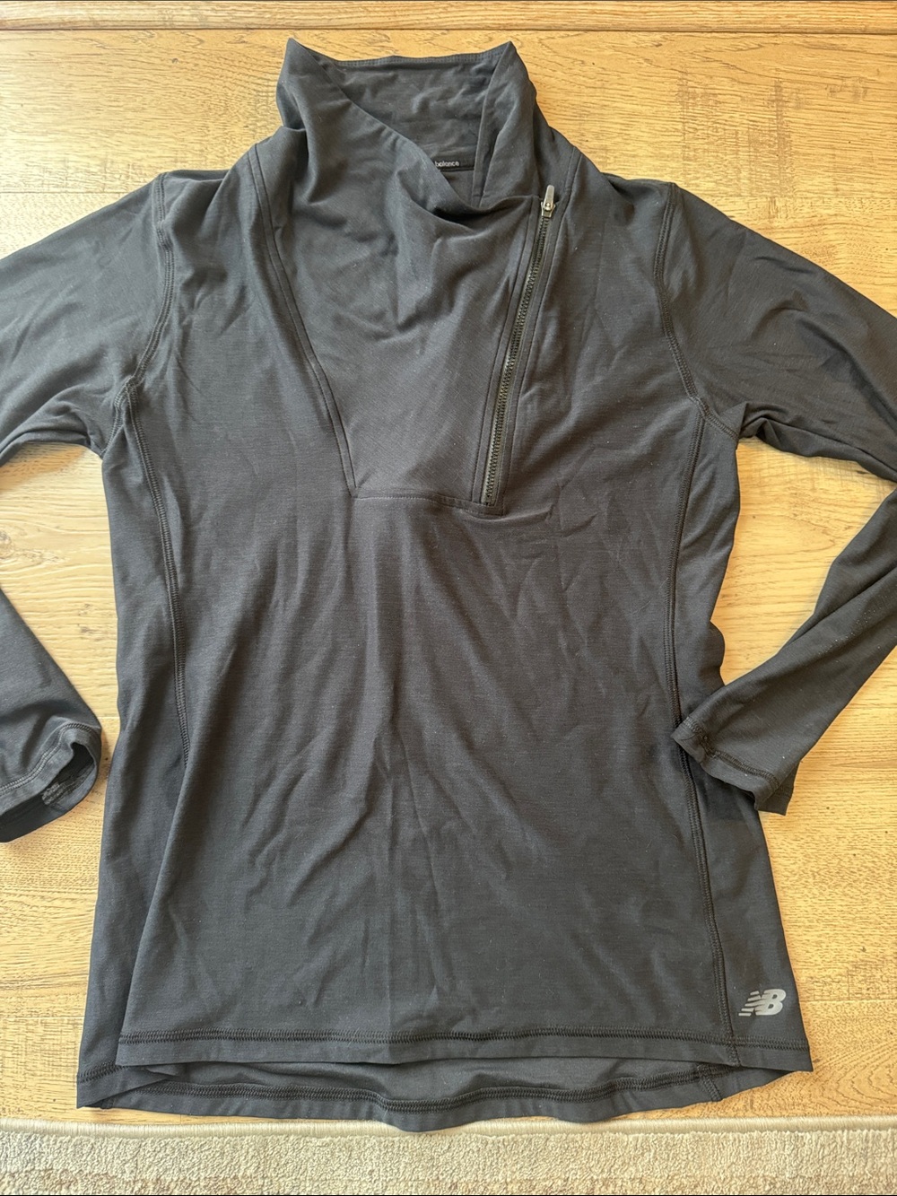 New Balance Women's Black Long-Sleeve Half-Zip Funnel Neck Top